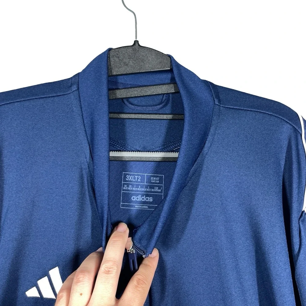 Adidas Track Jacket Mens 3XLT2 Blue Sporty Aeroready Slim Fit Zip Up Retro‎